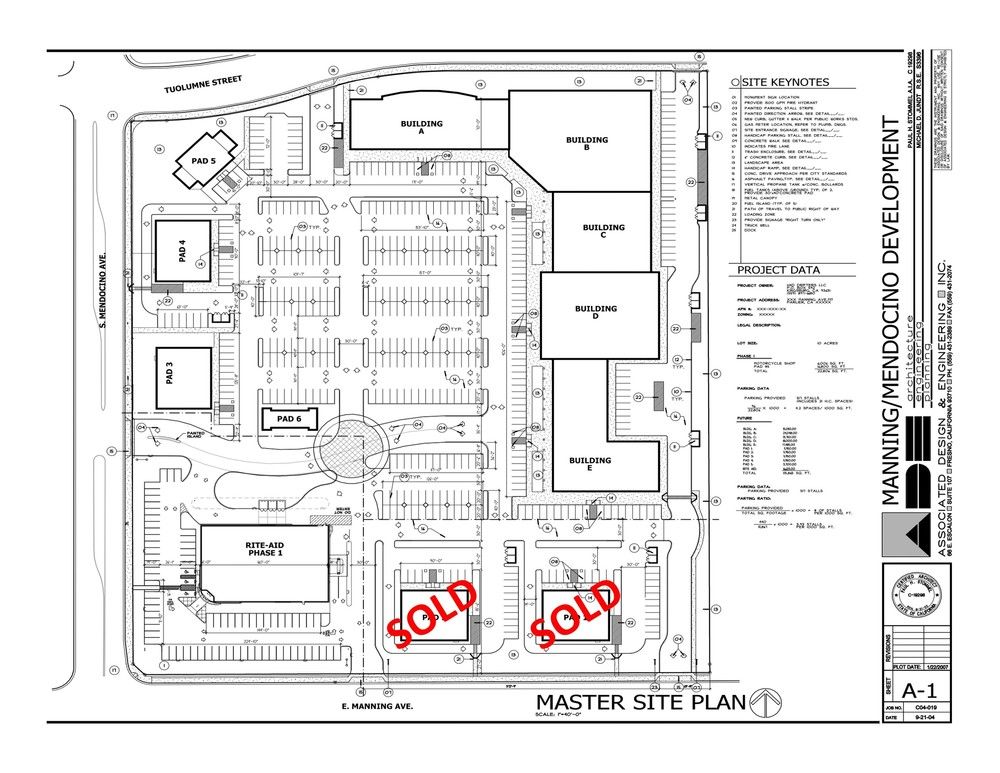 SHOVEL READY RETAIL LAND: ALL (13) OR PARTIAL PADS W/ UTILITIES: NEC S. Mendocino & E Manning Ave, Parlier, CA 93648